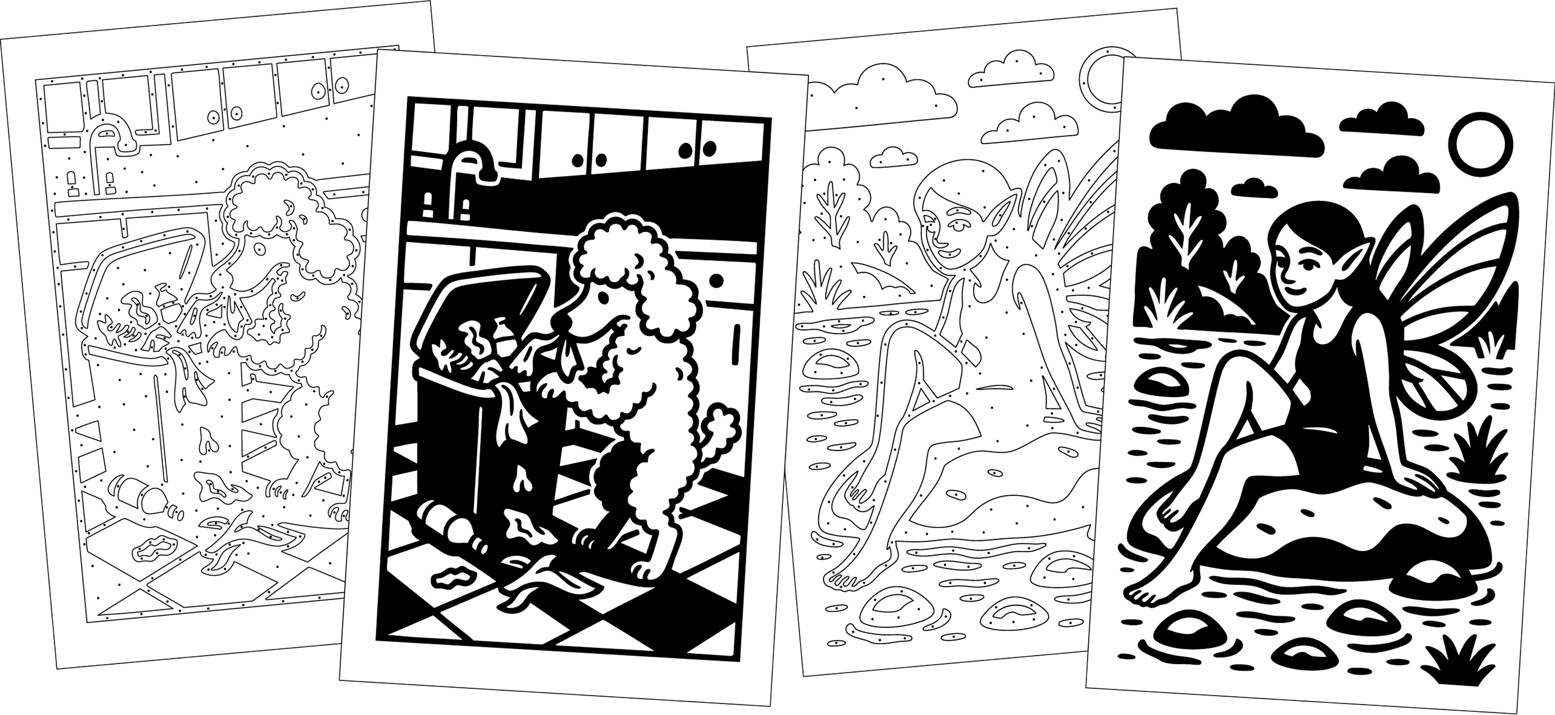 Examples of monochrome coloring pages